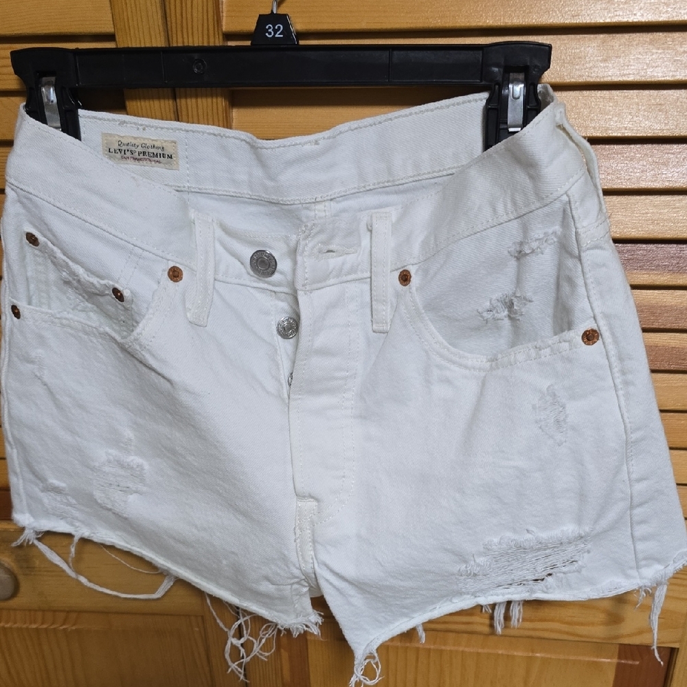 Levi's Women's Distressed White Jean Shorts